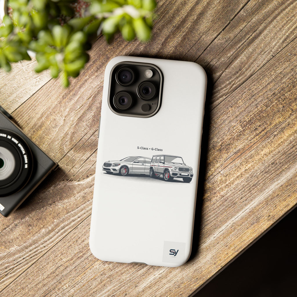 Phone Case - Twin Mercedes S-Class Illustration ("S-Class + S-Class")