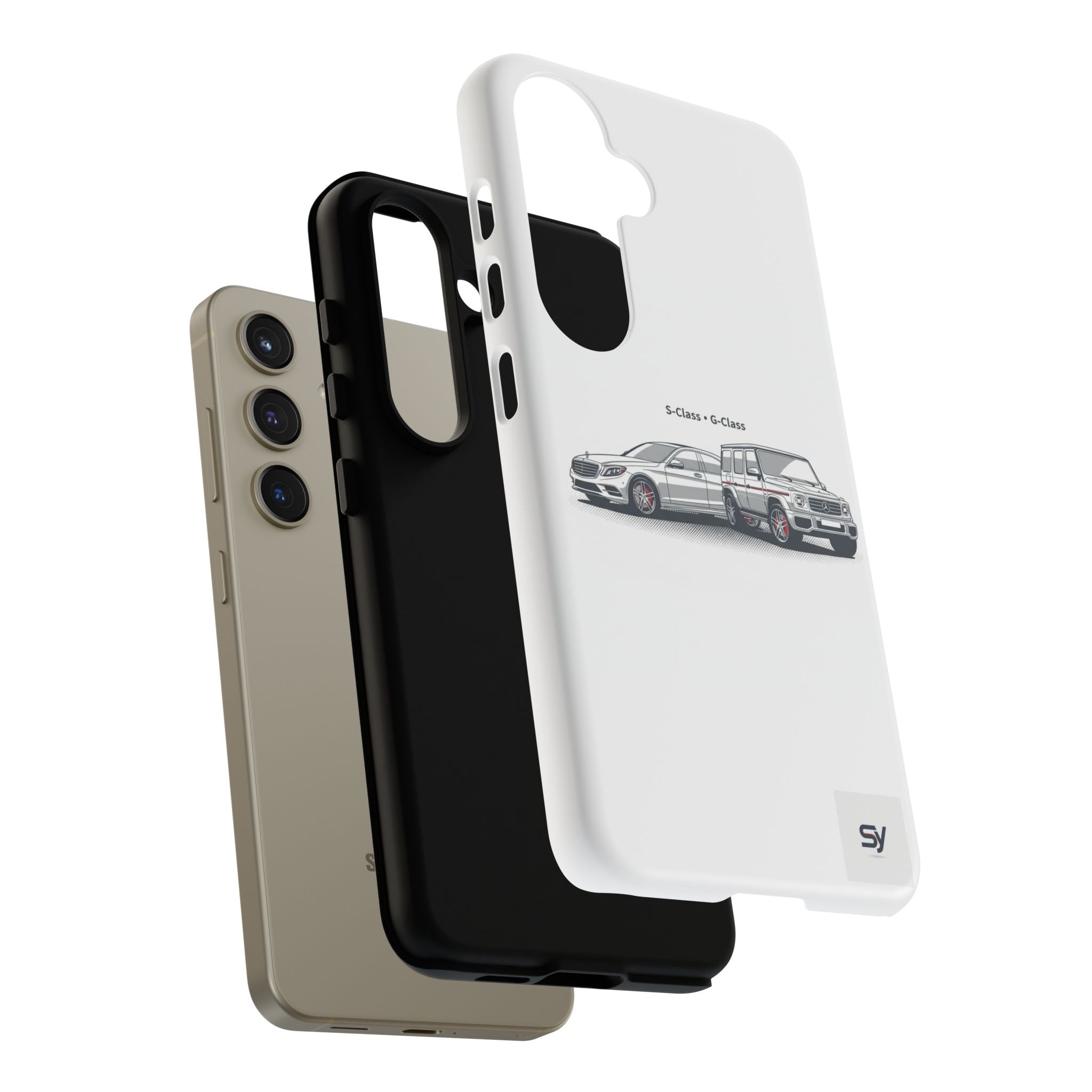 Phone Case - Twin Mercedes S-Class Illustration ("S-Class + S-Class")