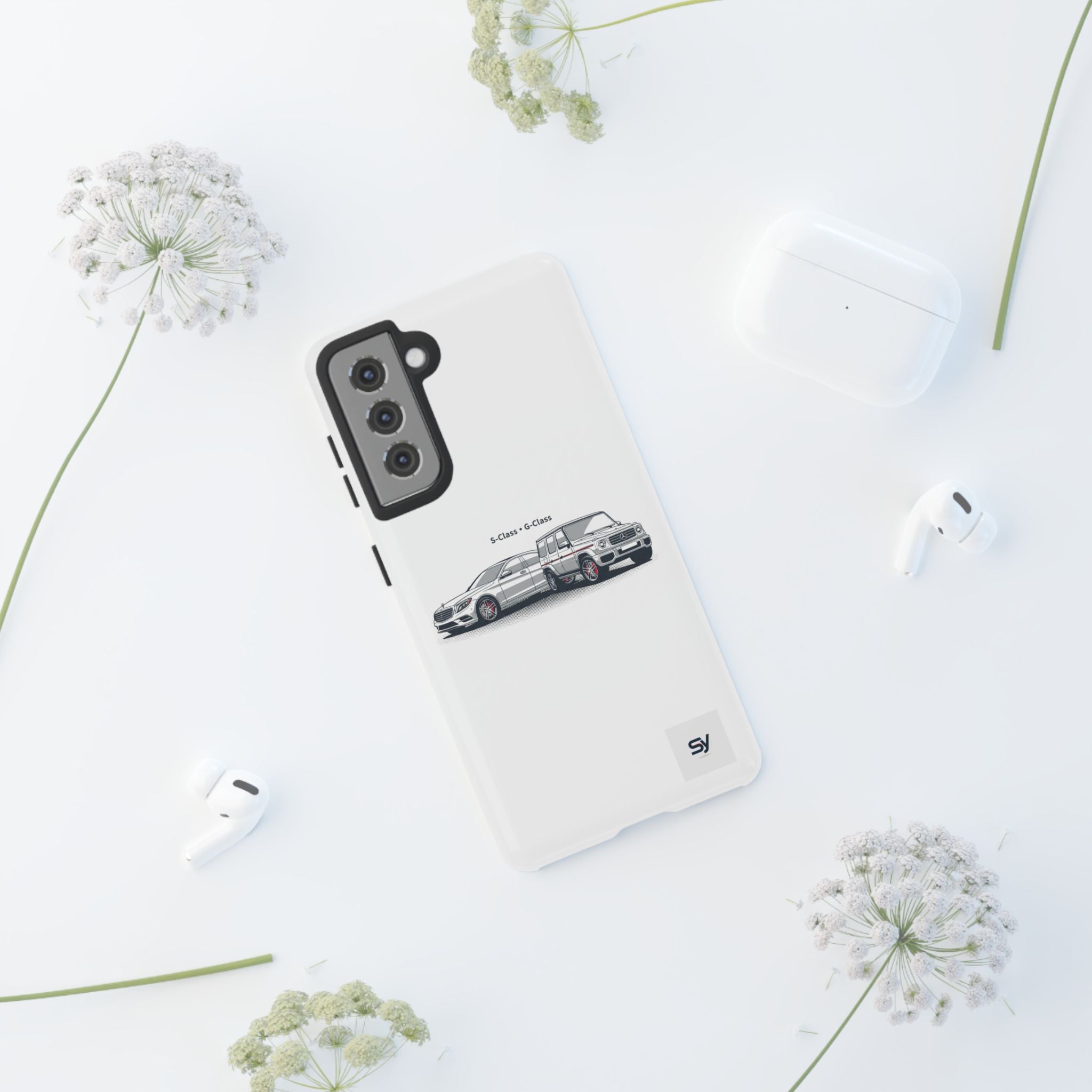 Phone Case - Twin Mercedes S-Class Illustration ("S-Class + S-Class")