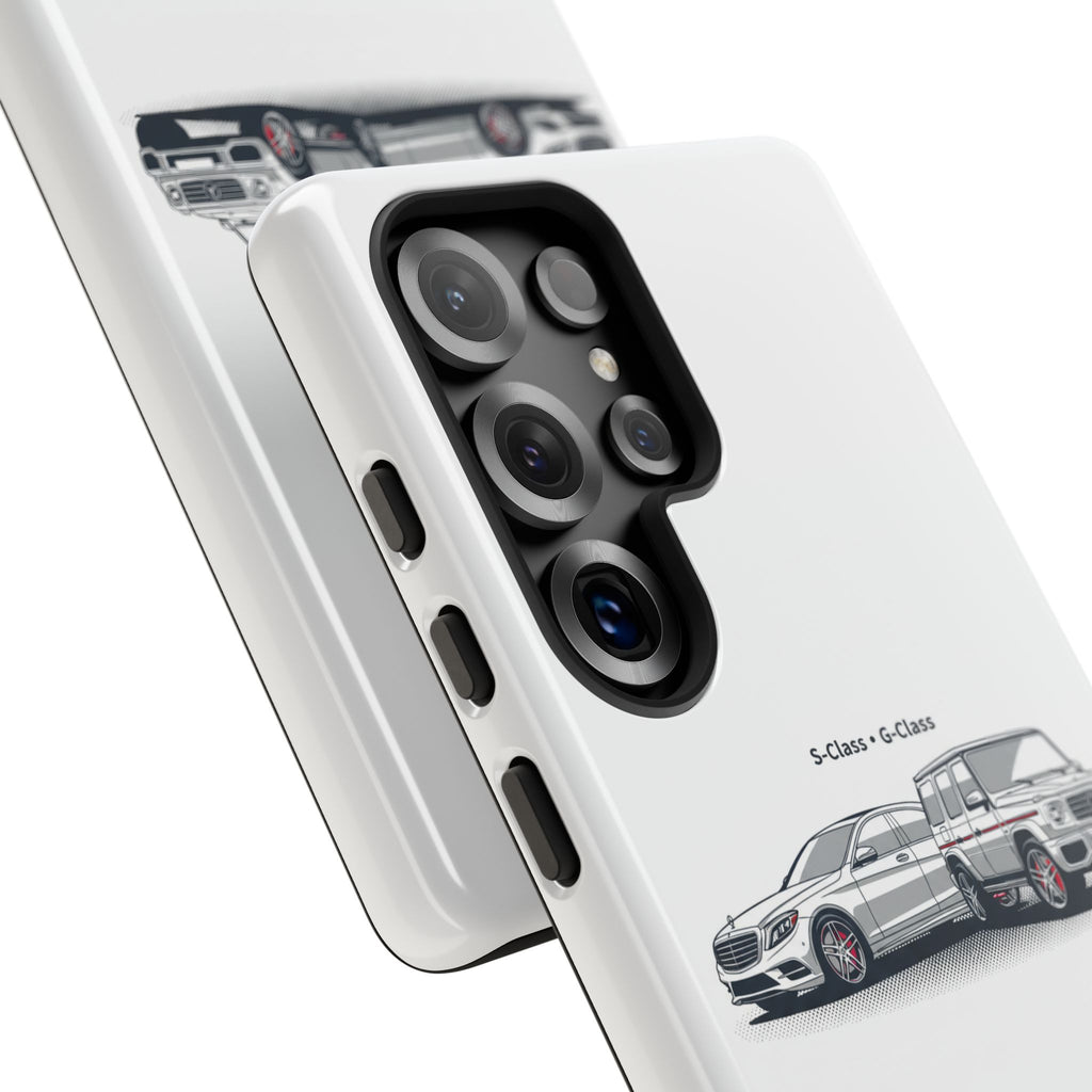 Phone Case - Twin Mercedes S-Class Illustration ("S-Class + S-Class")