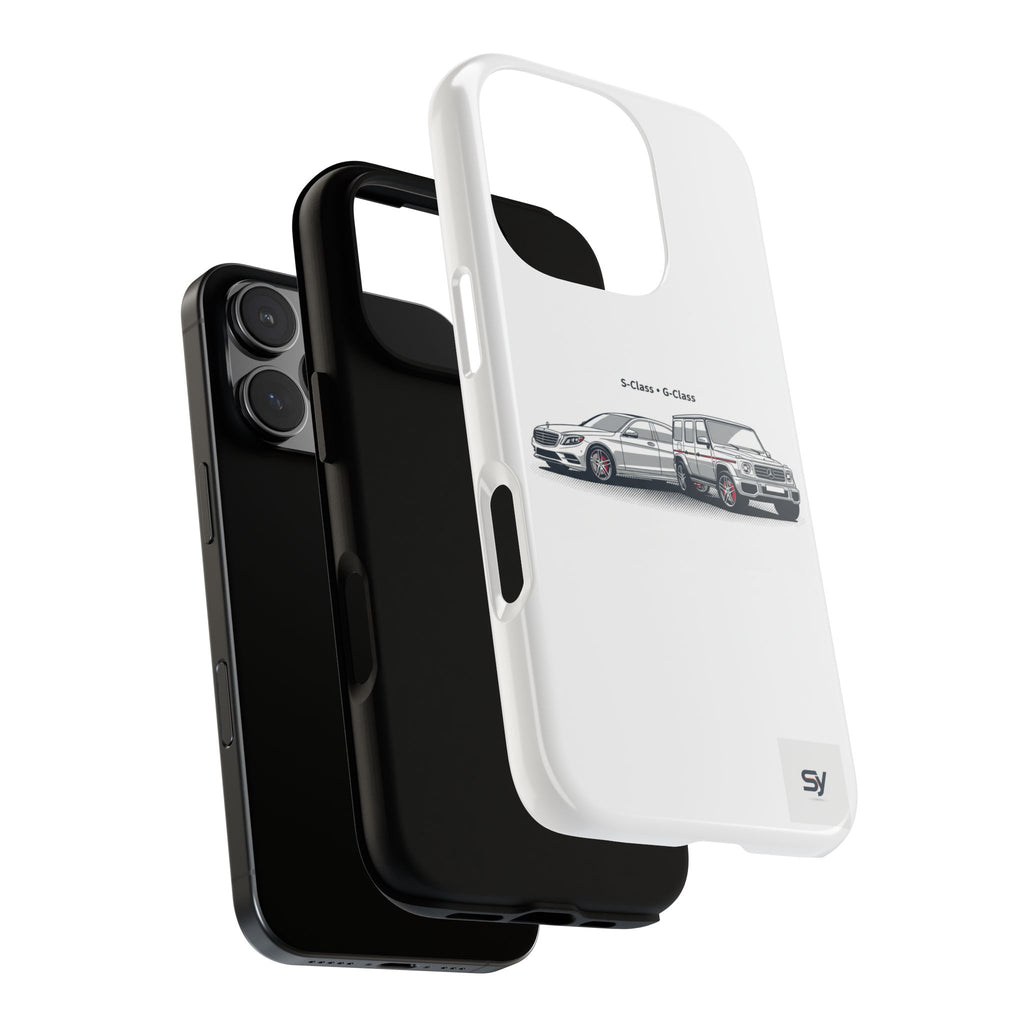 Phone Case - Twin Mercedes S-Class Illustration ("S-Class + S-Class")