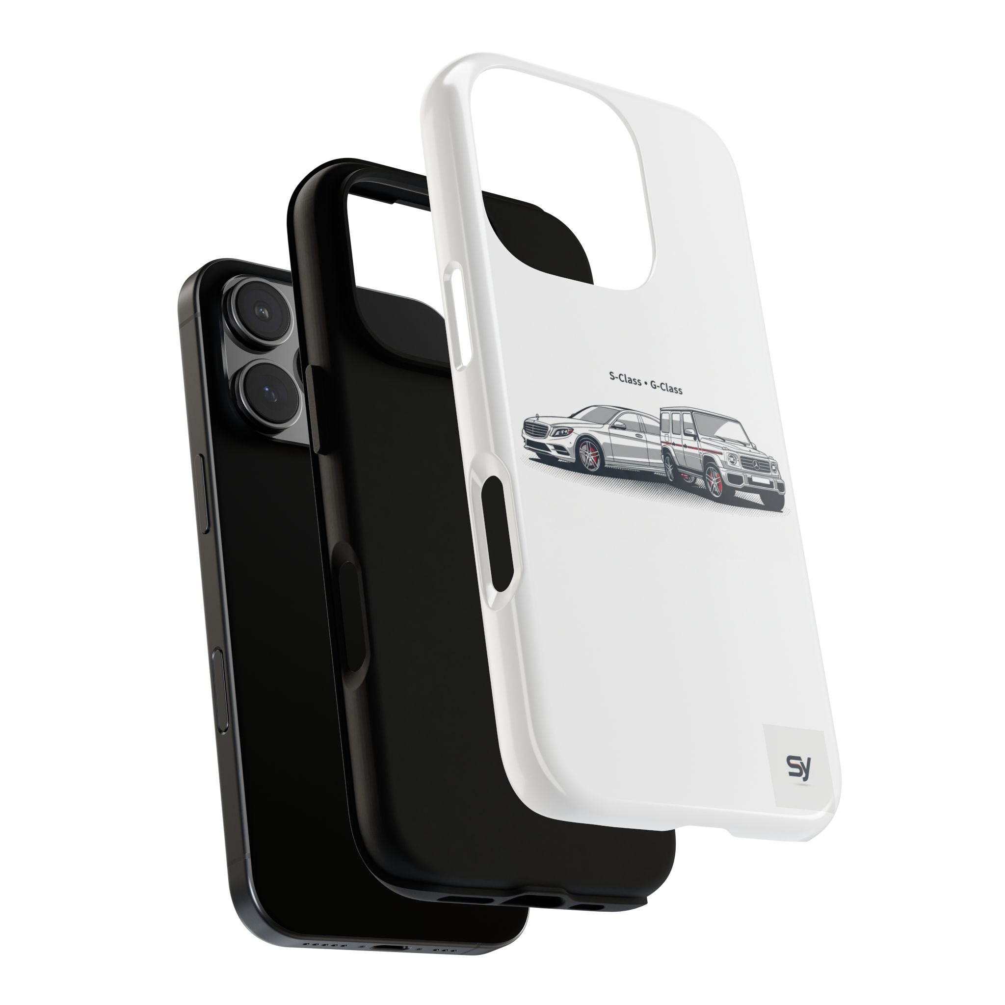 Phone Case - Twin Mercedes S-Class Illustration ("S-Class + S-Class")