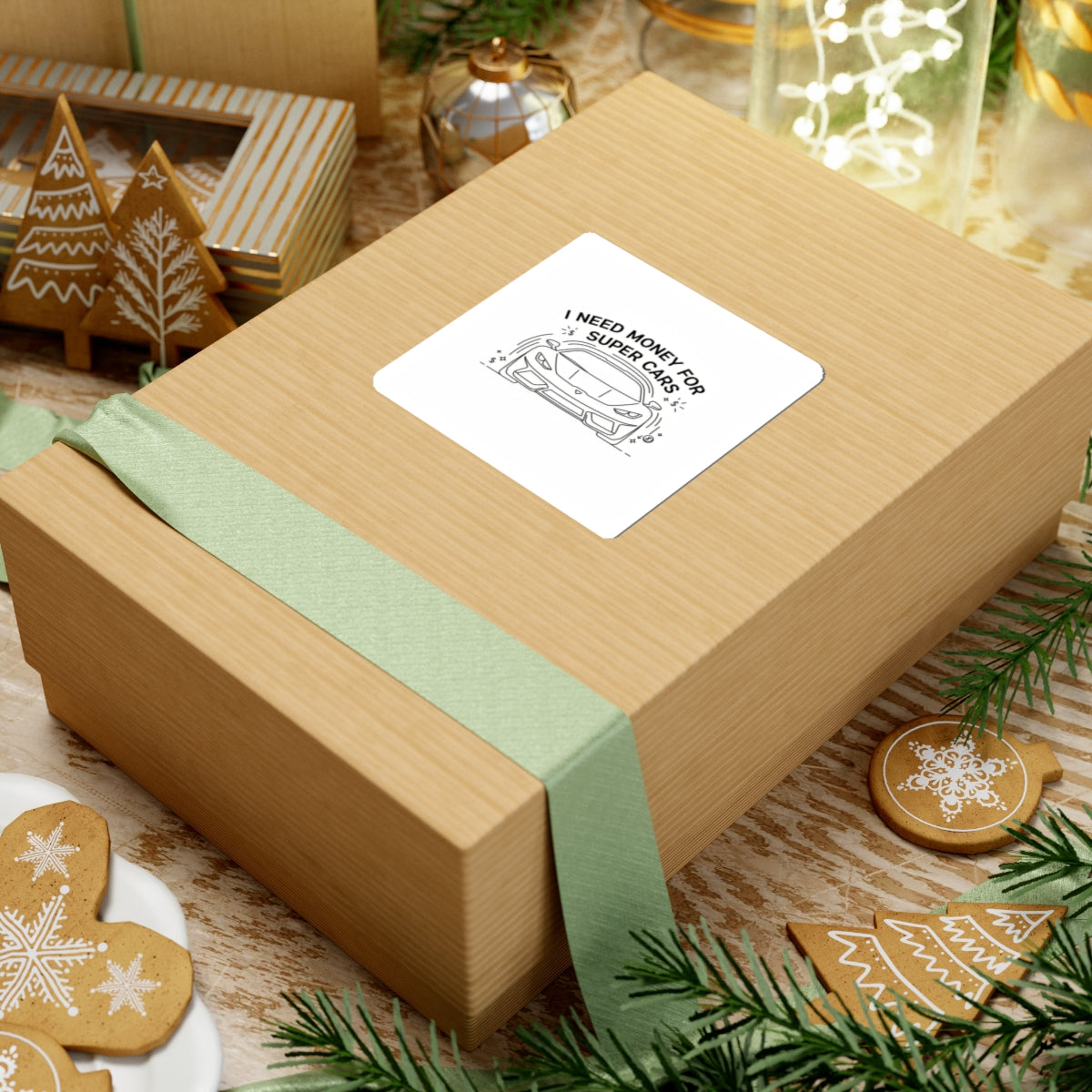 Sticker — “I Need Money for Super Cars” Sports Car Kiss-Cut Sticker