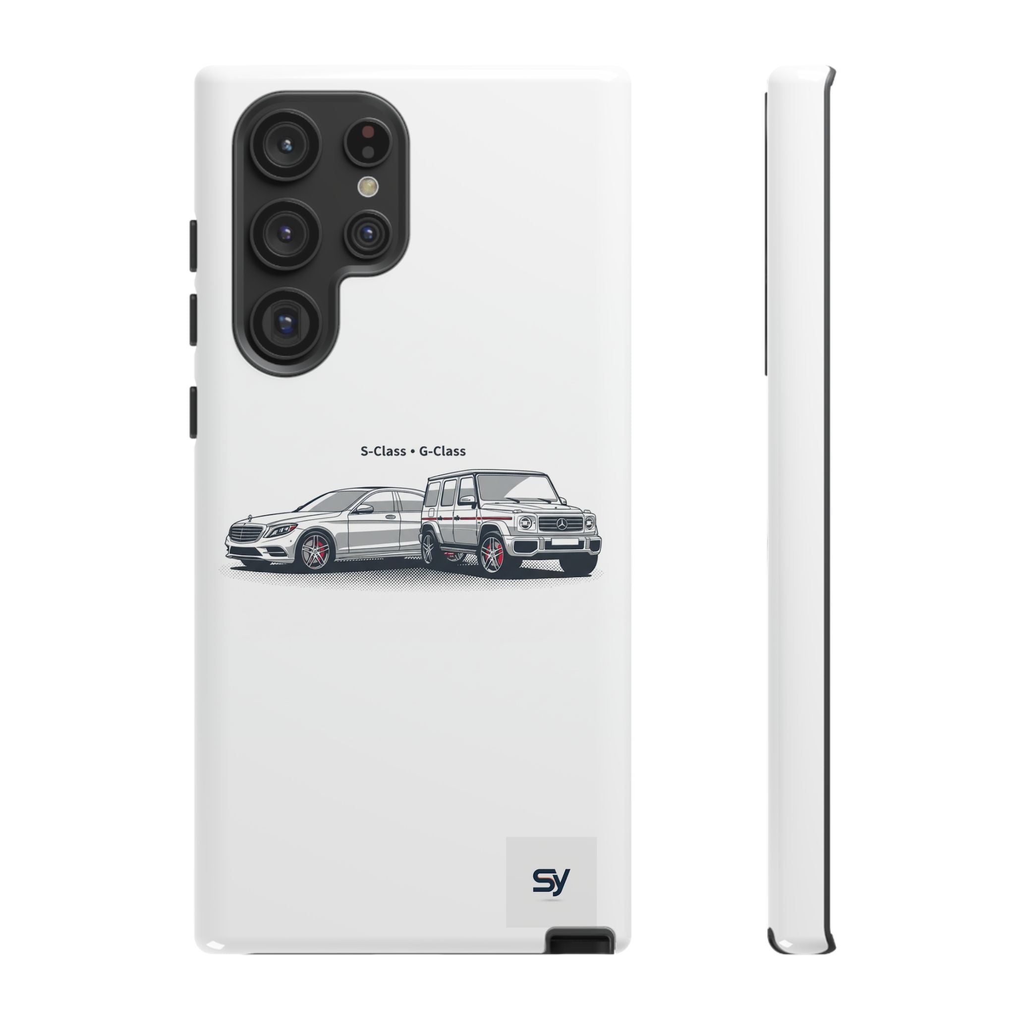 Phone Case - Twin Mercedes S-Class Illustration ("S-Class + S-Class")