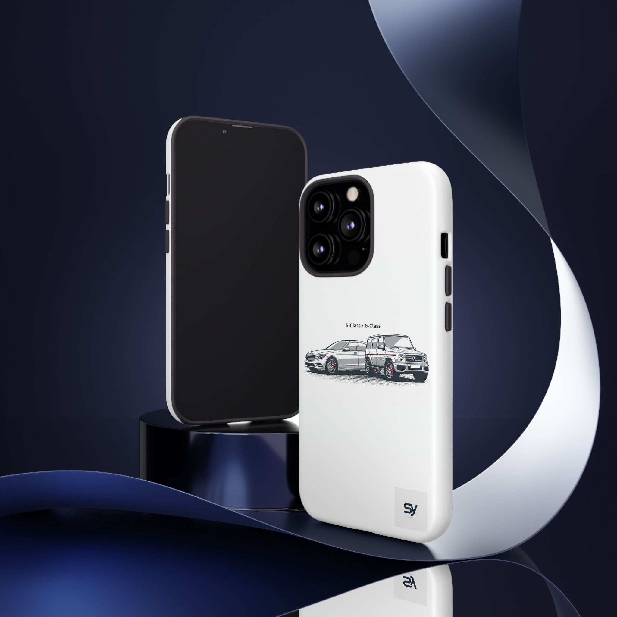 Phone Case - Twin Mercedes S-Class Illustration ("S-Class + S-Class")