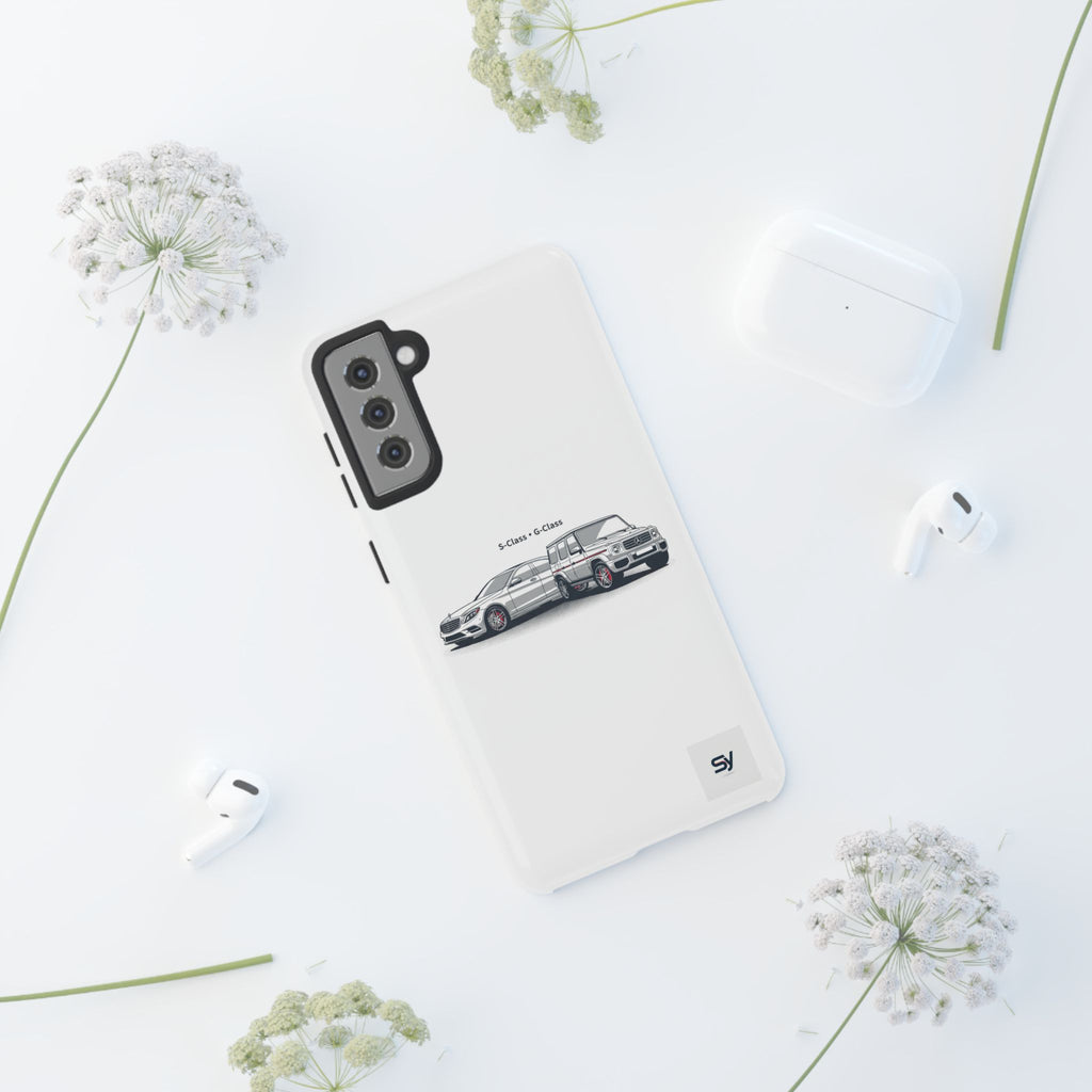 Phone Case - Twin Mercedes S-Class Illustration ("S-Class + S-Class")