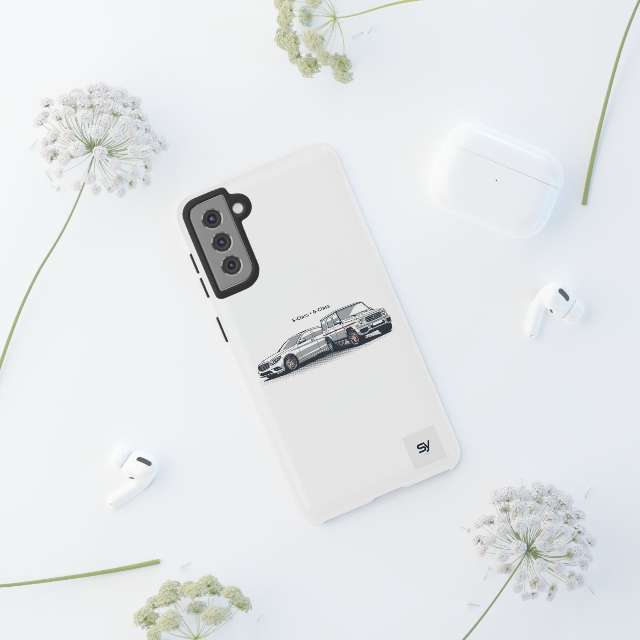 Phone Case - Twin Mercedes S-Class Illustration ("S-Class + S-Class")