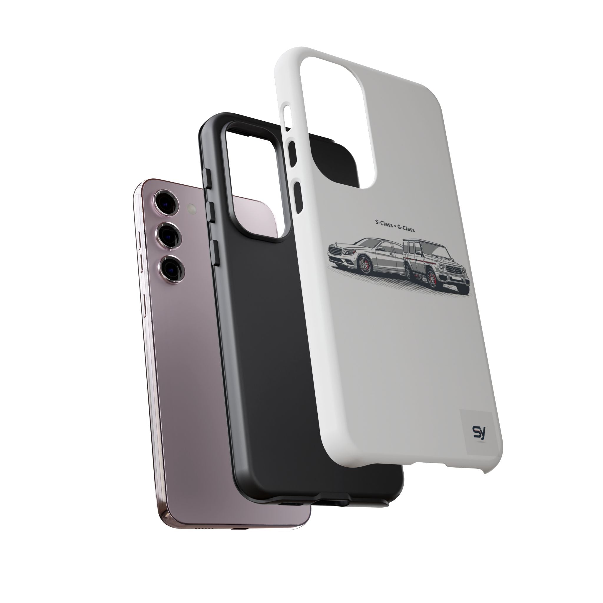 Phone Case - Twin Mercedes S-Class Illustration ("S-Class + S-Class")
