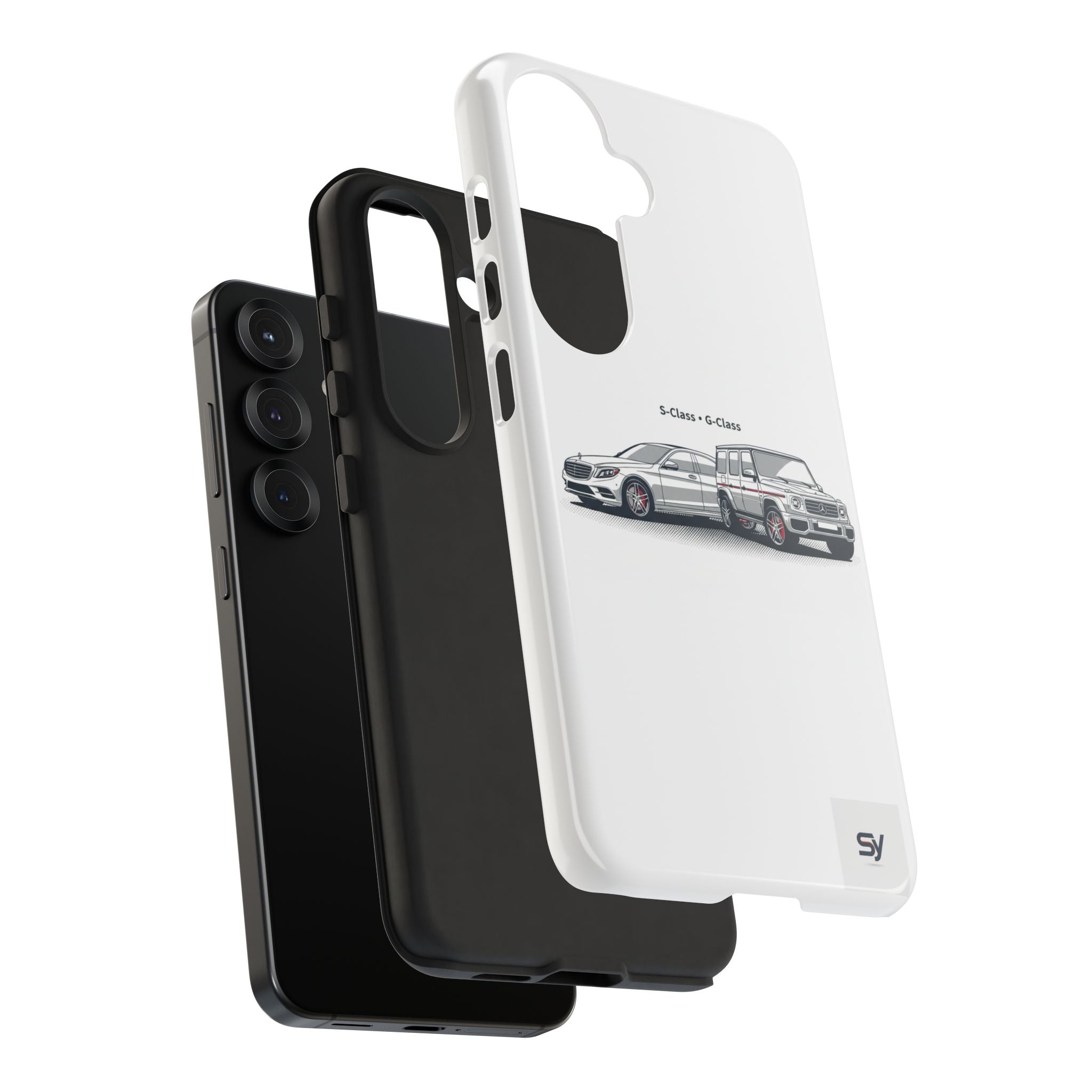 Phone Case - Twin Mercedes S-Class Illustration ("S-Class + S-Class")