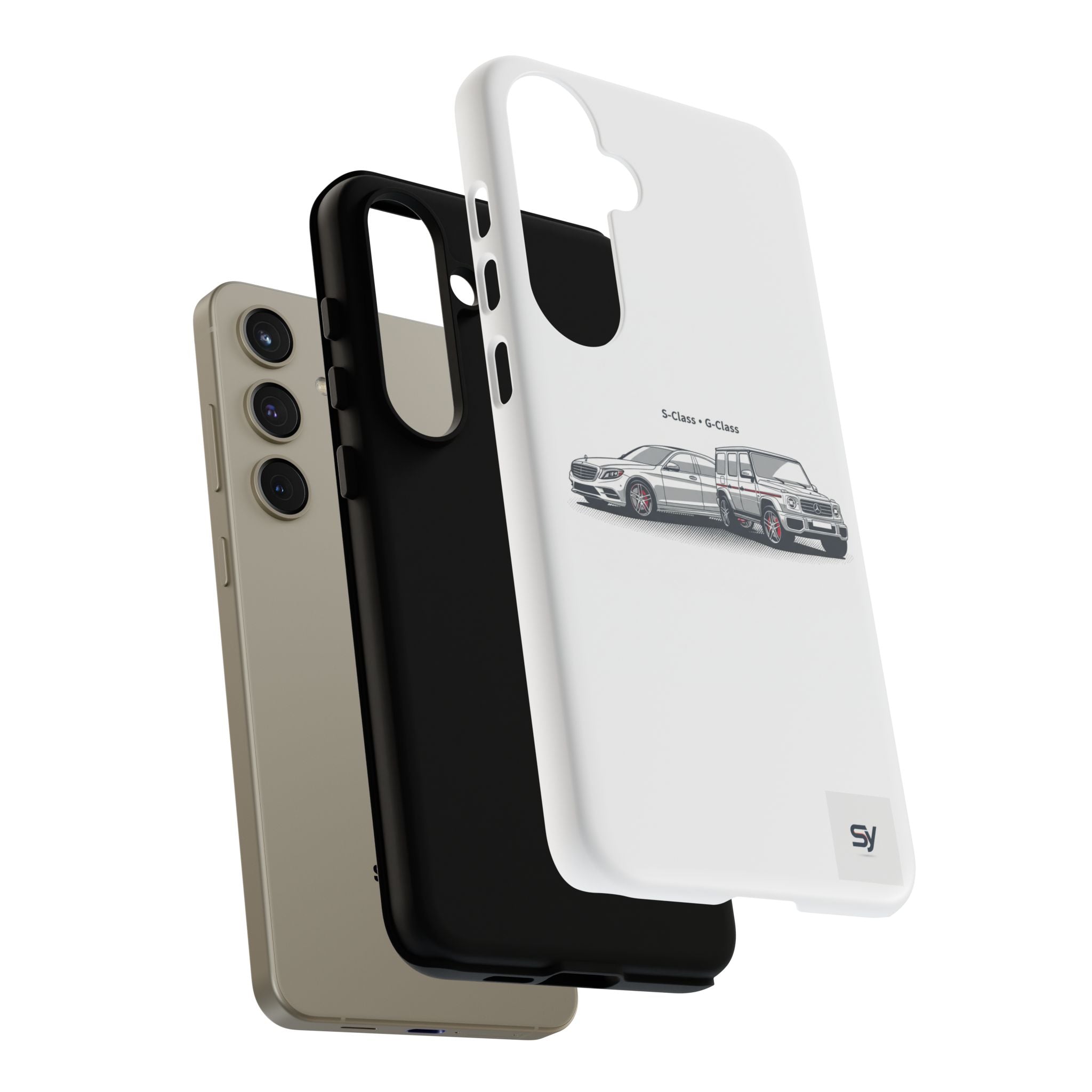 Phone Case - Twin Mercedes S-Class Illustration ("S-Class + S-Class")