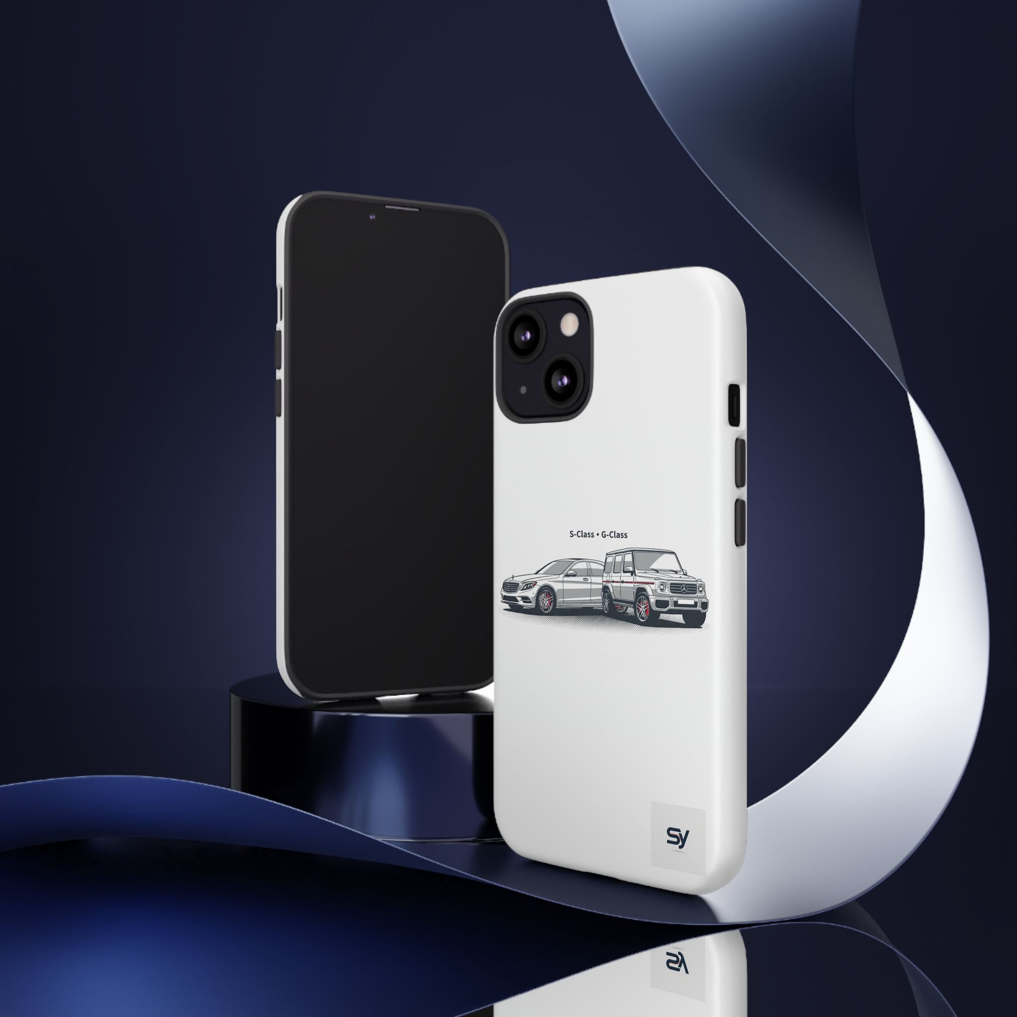 Phone Case - Twin Mercedes S-Class Illustration ("S-Class + S-Class")