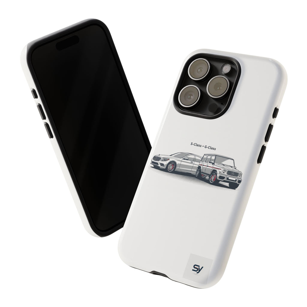 Phone Case - Twin Mercedes S-Class Illustration ("S-Class + S-Class")