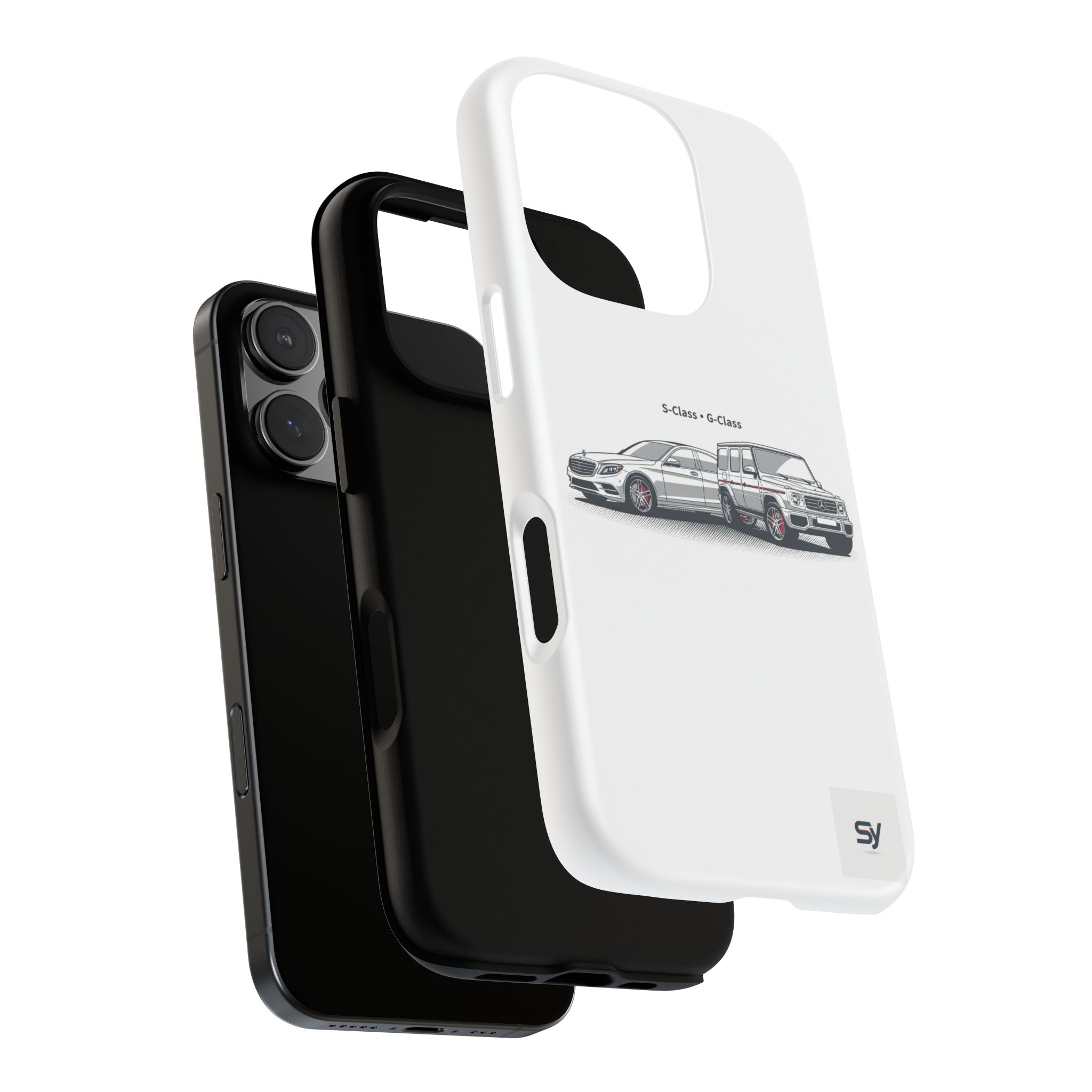 Phone Case - Twin Mercedes S-Class Illustration ("S-Class + S-Class")