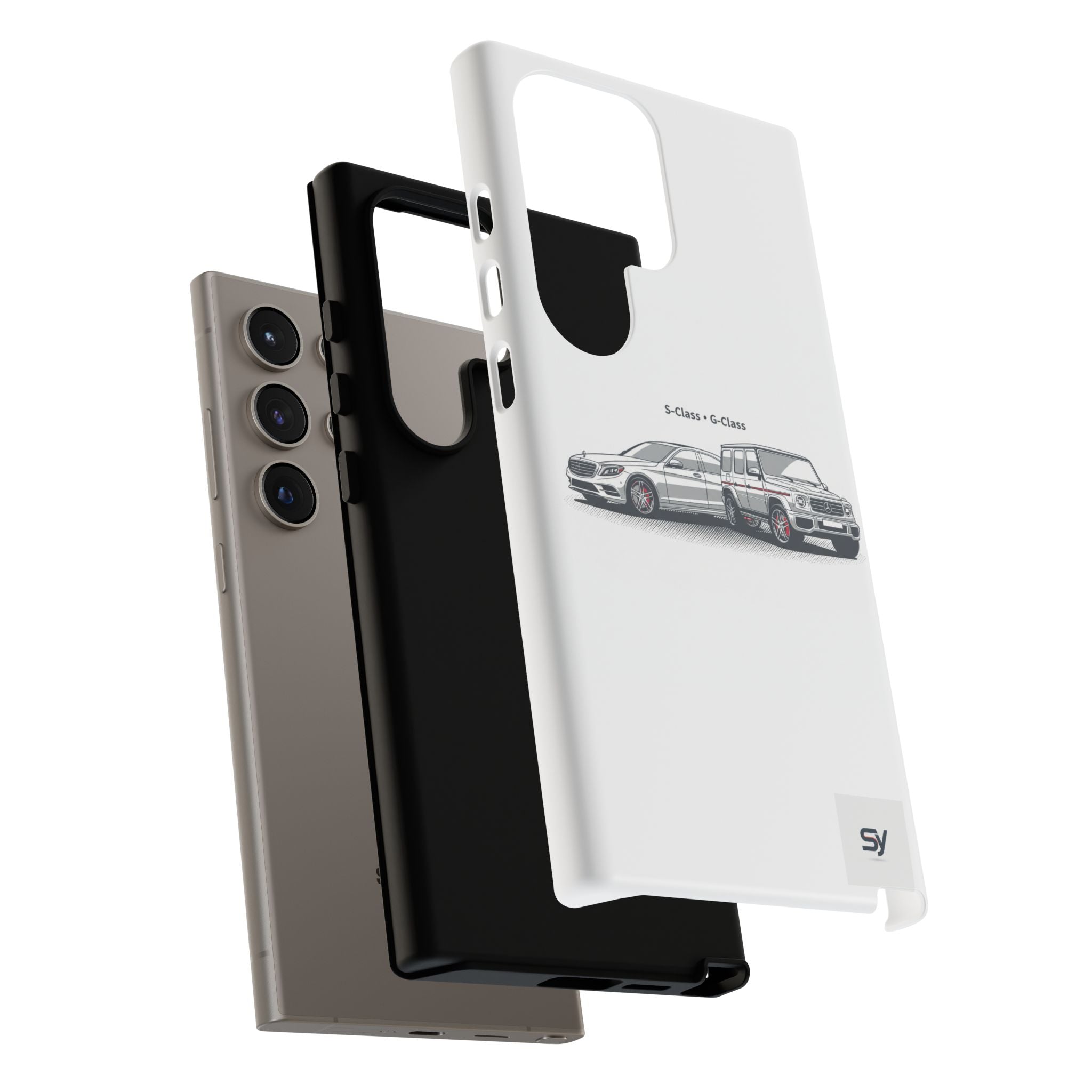 Phone Case - Twin Mercedes S-Class Illustration ("S-Class + S-Class")