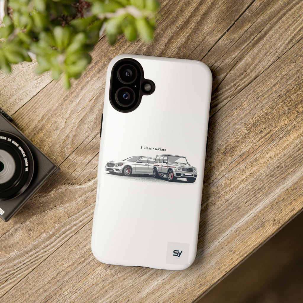 Phone Case - Twin Mercedes S-Class Illustration ("S-Class + S-Class")