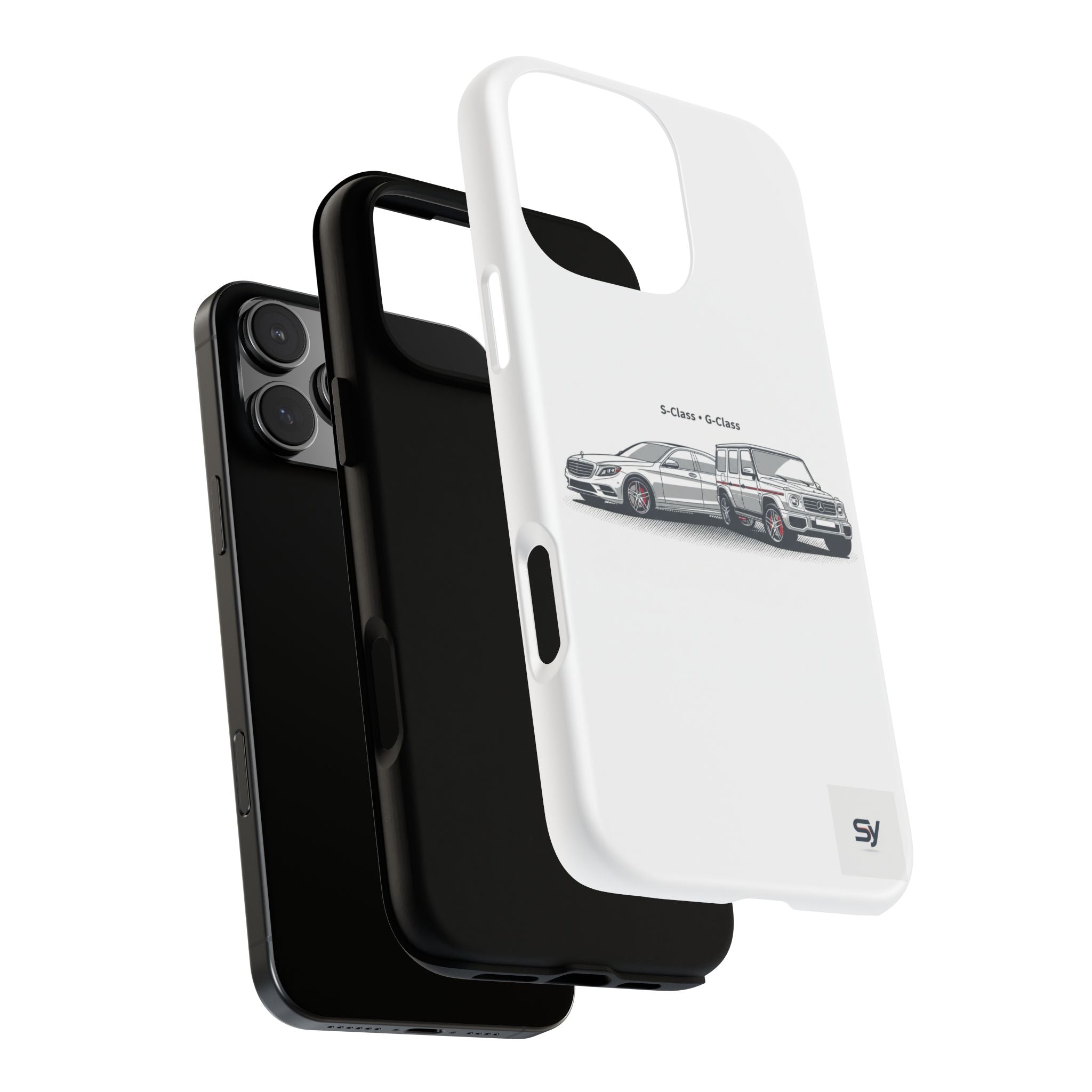 Phone Case - Twin Mercedes S-Class Illustration ("S-Class + S-Class")