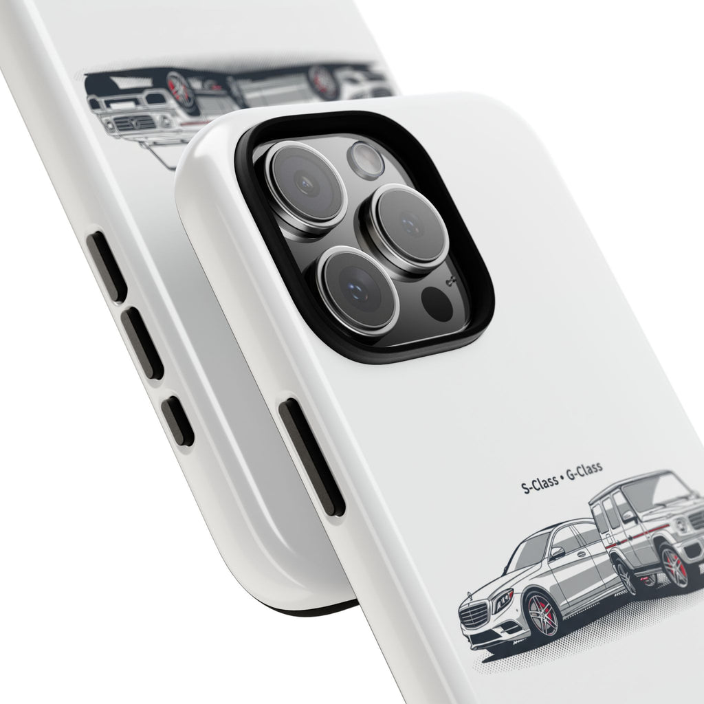 Phone Case - Twin Mercedes S-Class Illustration ("S-Class + S-Class")