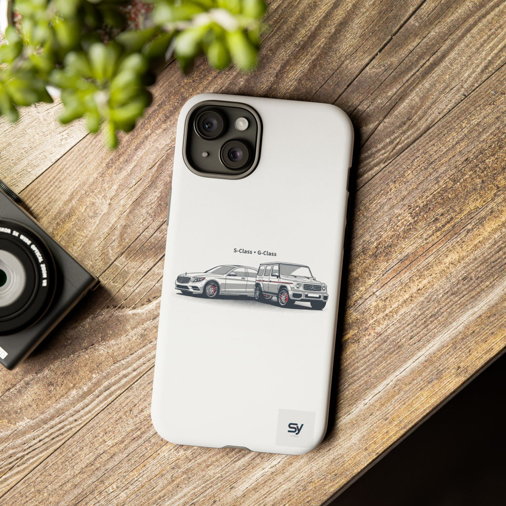 Phone Case - Twin Mercedes S-Class Illustration ("S-Class + S-Class")