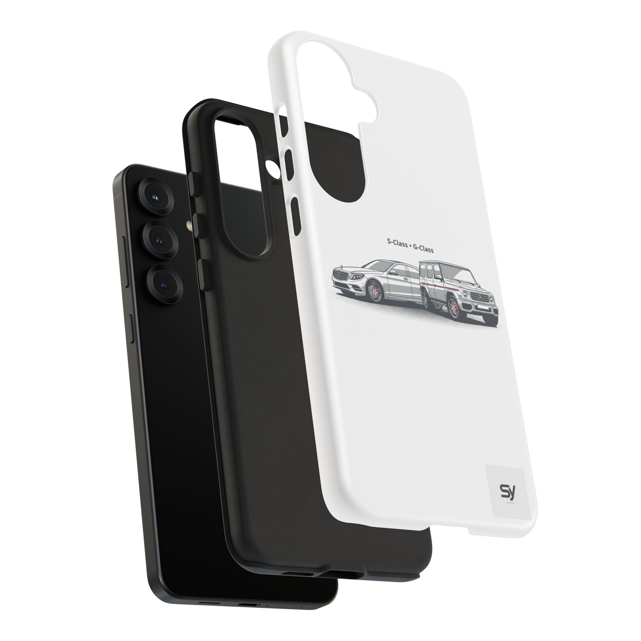Phone Case - Twin Mercedes S-Class Illustration ("S-Class + S-Class")