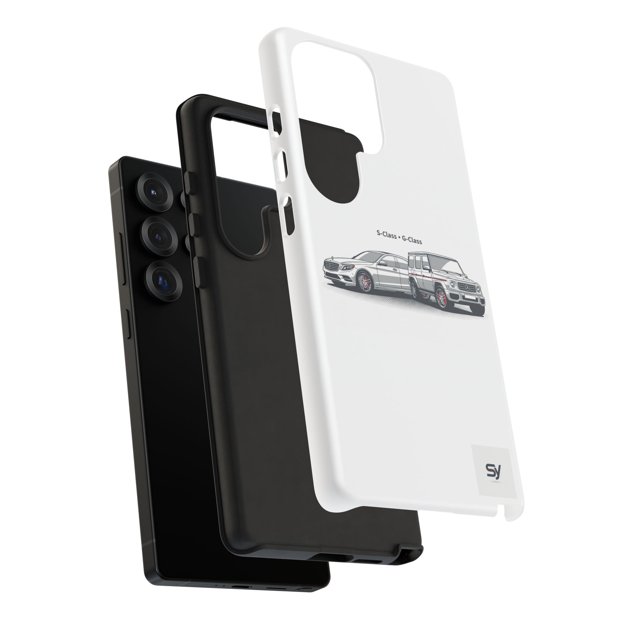 Phone Case - Twin Mercedes S-Class Illustration ("S-Class + S-Class")